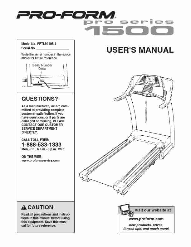 ProForm Treadmill PFTL94105_1-page_pdf
